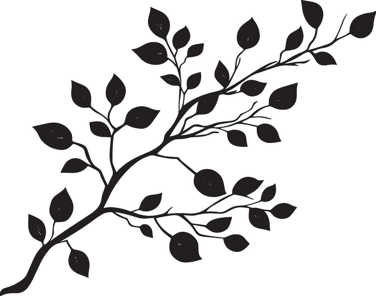 Autumn branch clean simple icon silhouette black vector