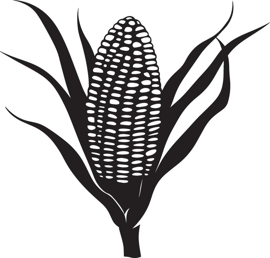 Corn clean simple silhouette black vector