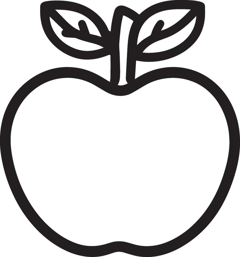 Apple fruit clean simple linear outline black vector