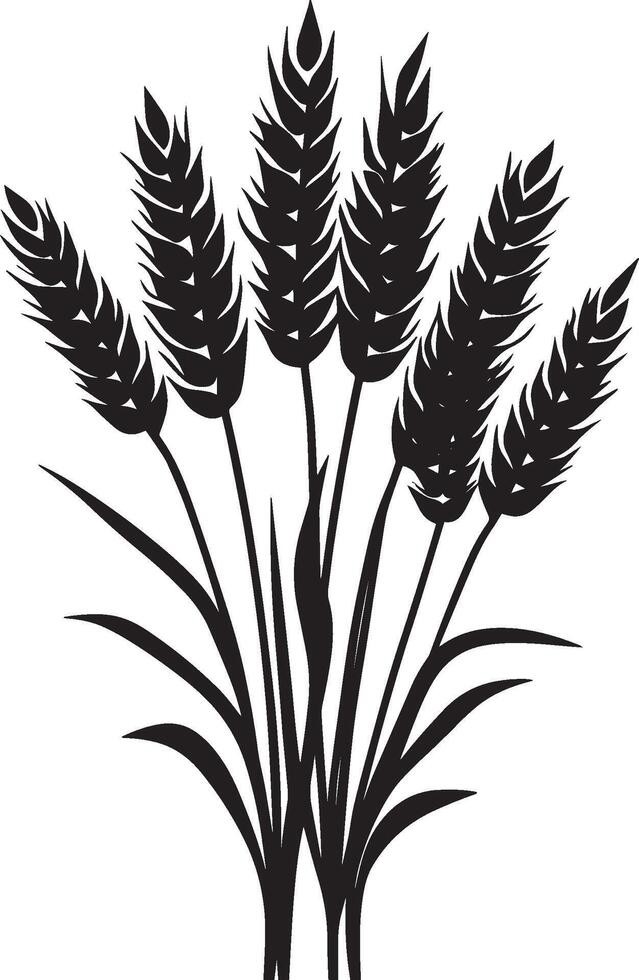 Bunch of wheat ears clean simple icon silhouette black vector