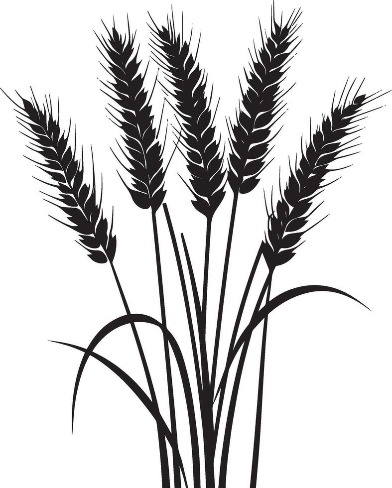 Bunch of wheat ears clean simple silhouette black vector
