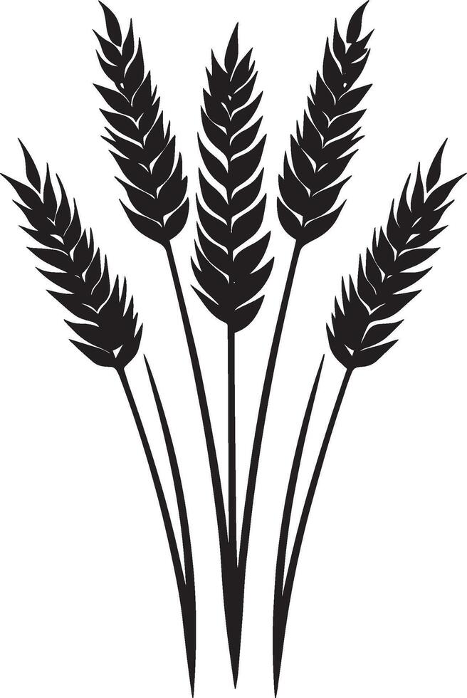 Bunch of wheat ears clean simple icon silhouette black vector
