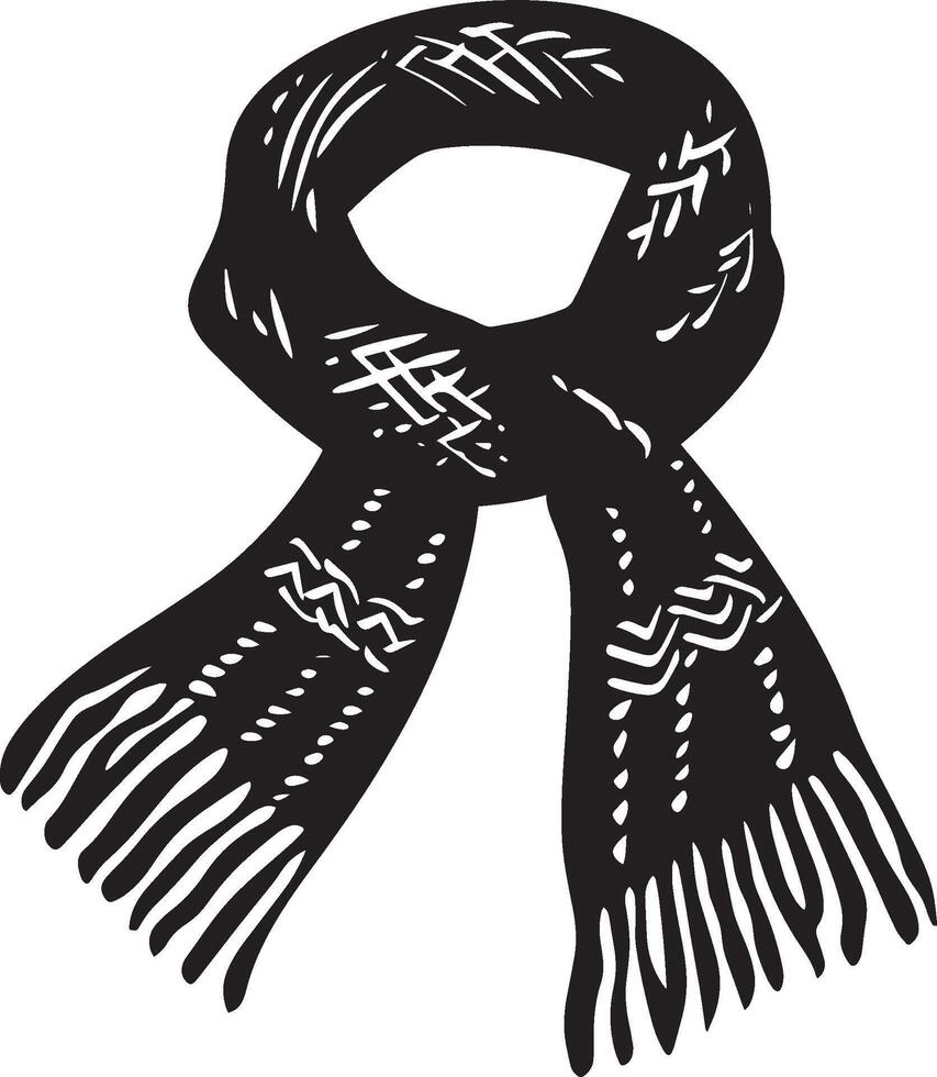 Wool knitted scarf clean simple icon silhouette black vector