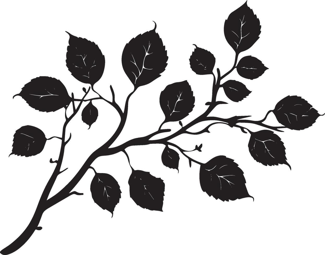 Autumn branch clean simple icon silhouette black vector