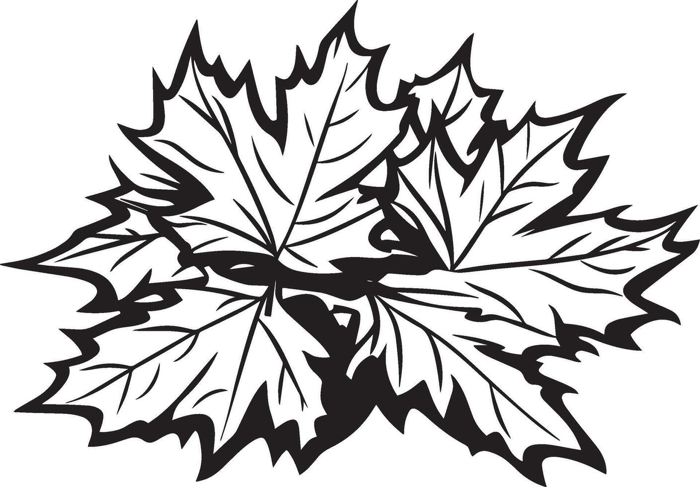 Pile of maple leaves clean simple icon outline black vector