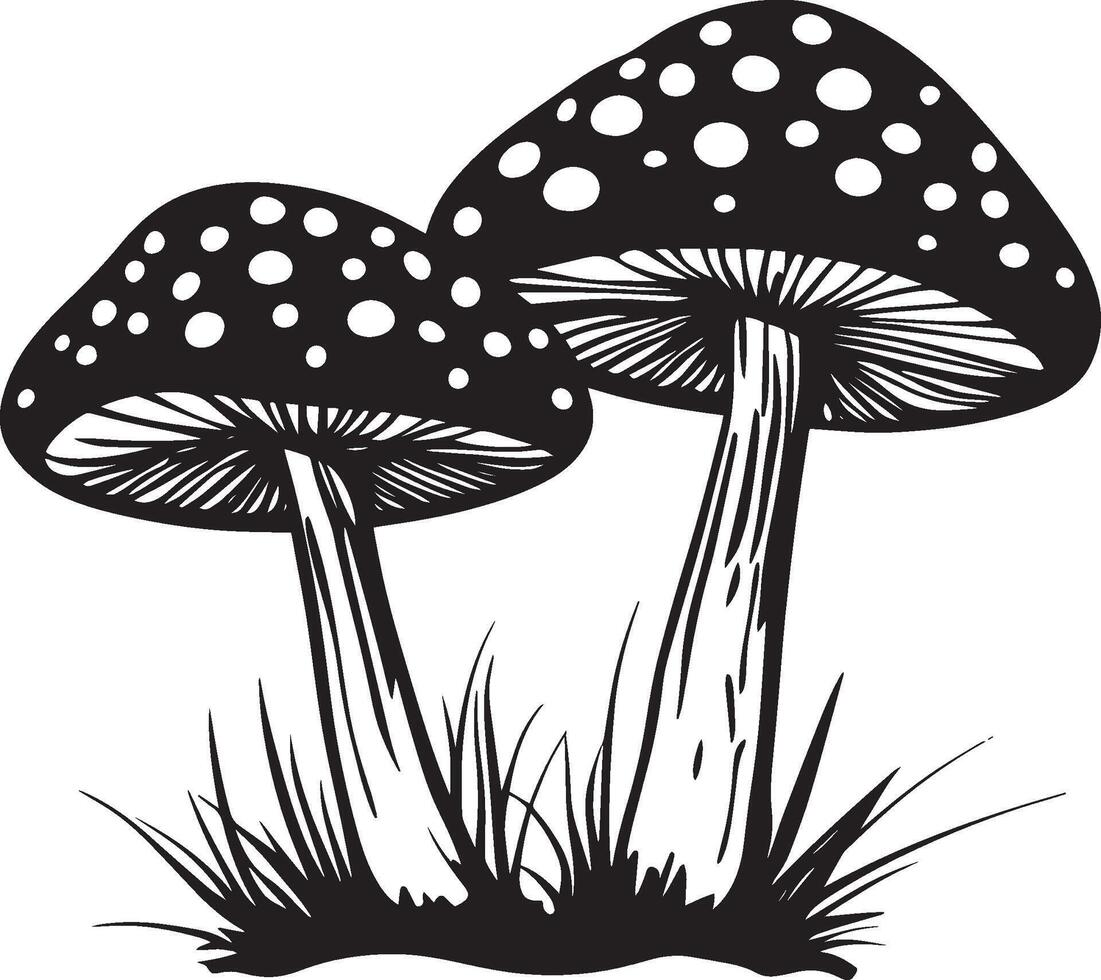 Red fly agarics clean simple icon outline black vector