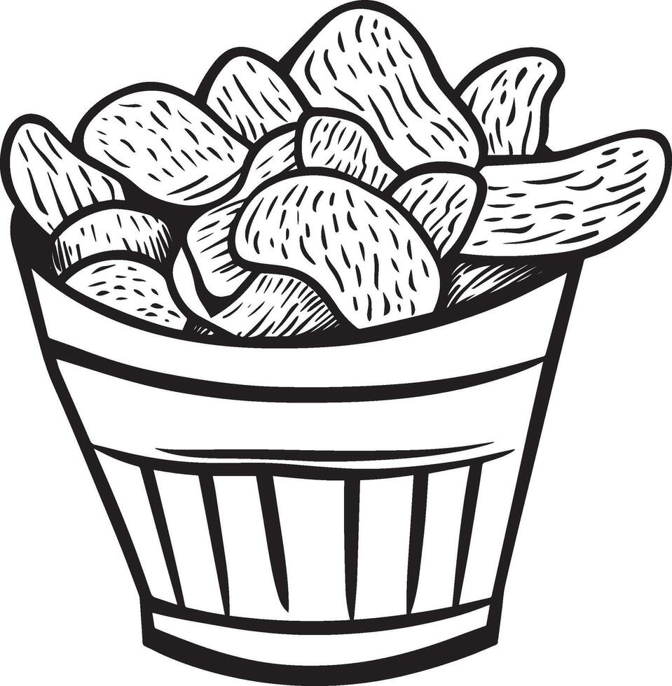 potato chips clean simple linear outline black vector