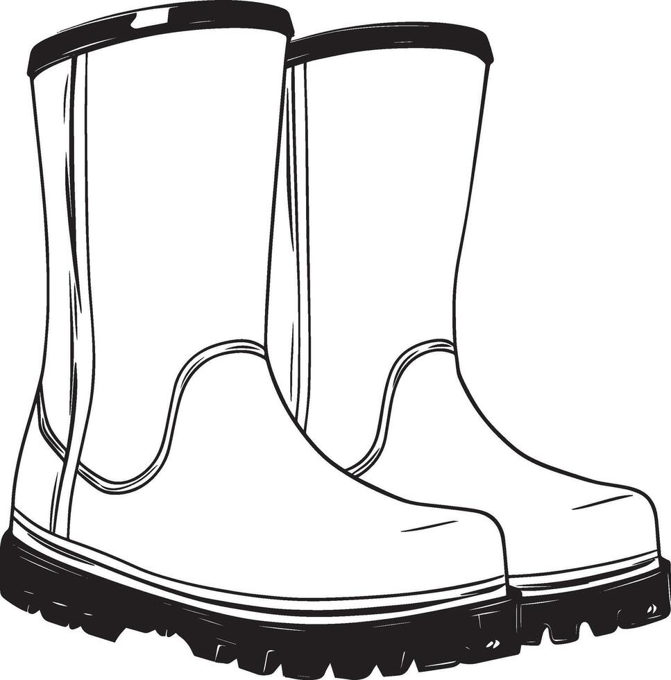 yellow rubber boots clean simple silhouette black vector