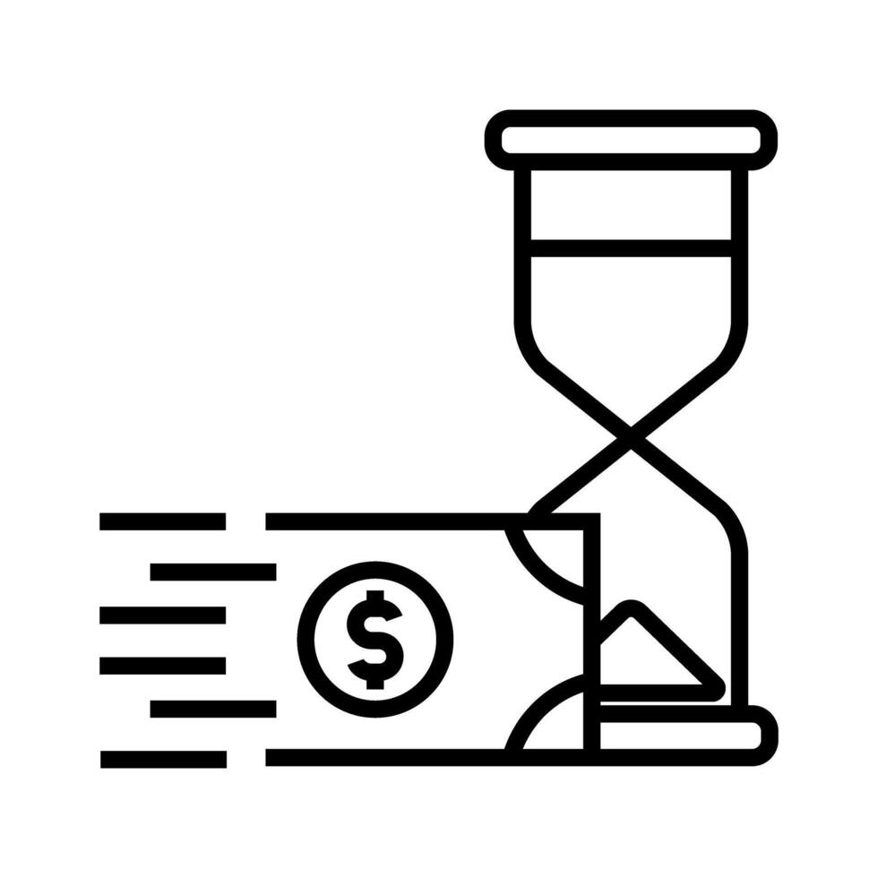 sandglass with money icon vector