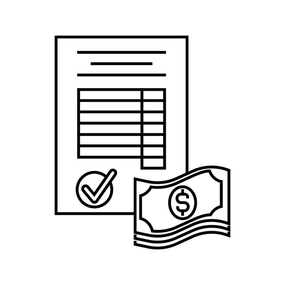 tax accounting sheet with money and checkmark icon vector