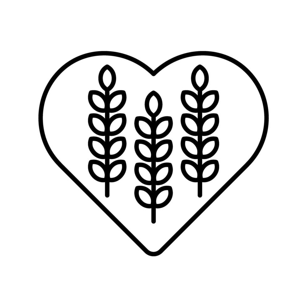 heart with wheats icon vector