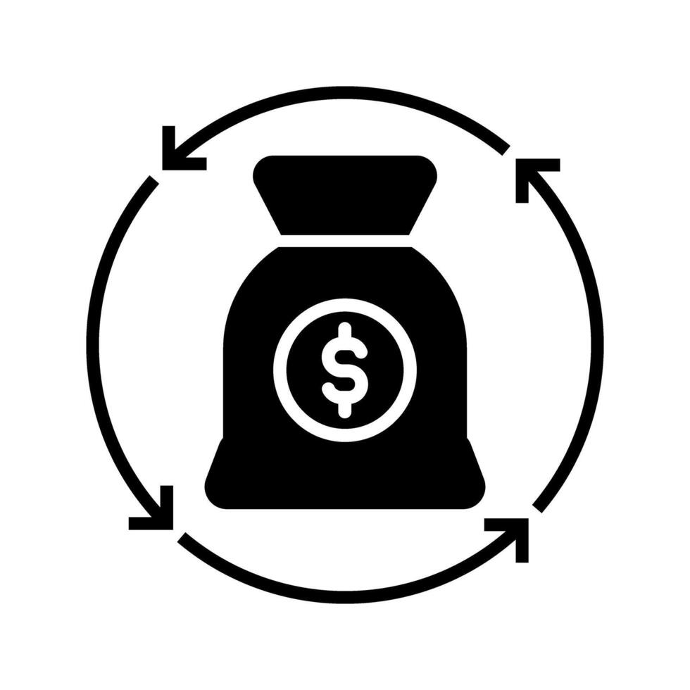moneybag with circle arrow vector