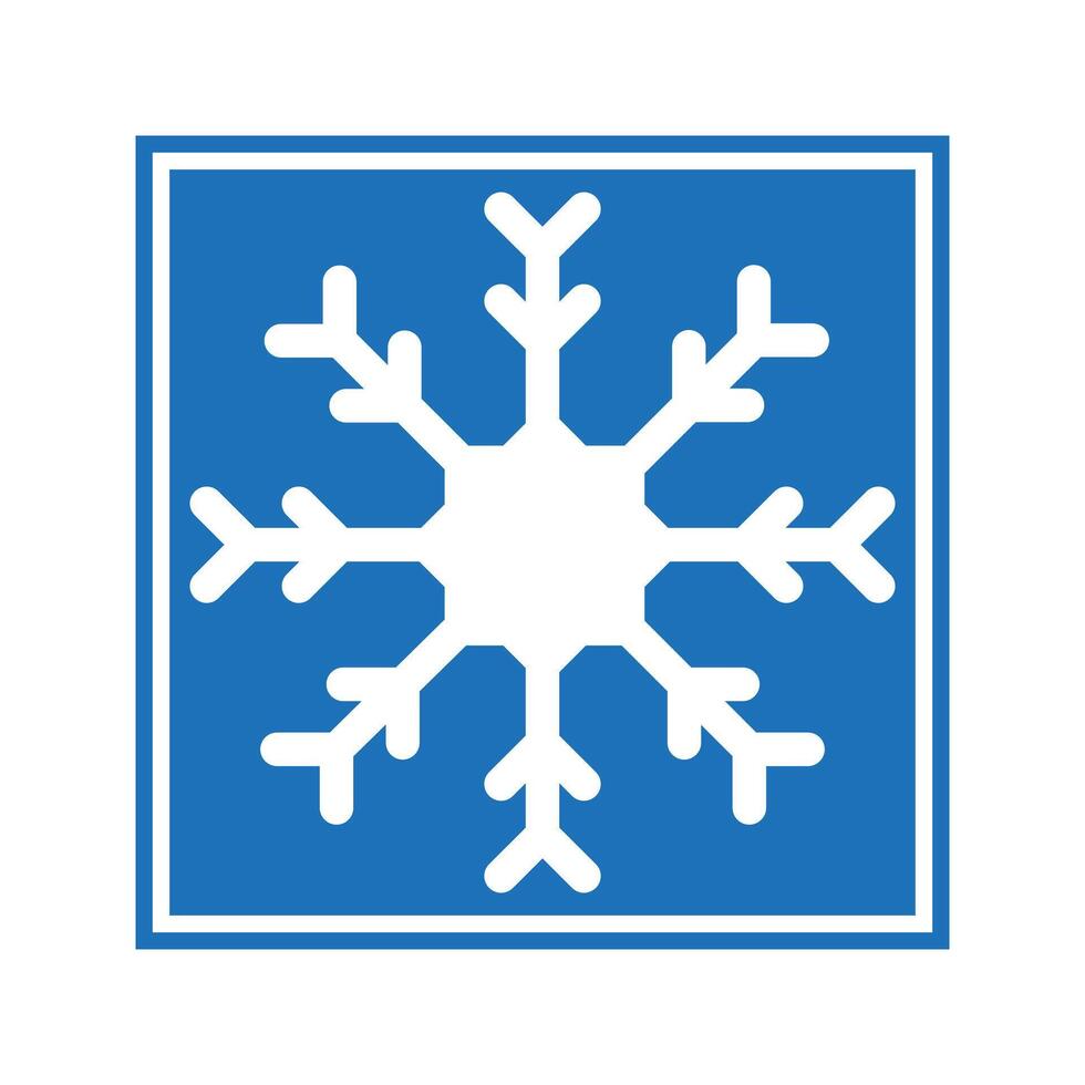 white snowflake inside a blue frame vector
