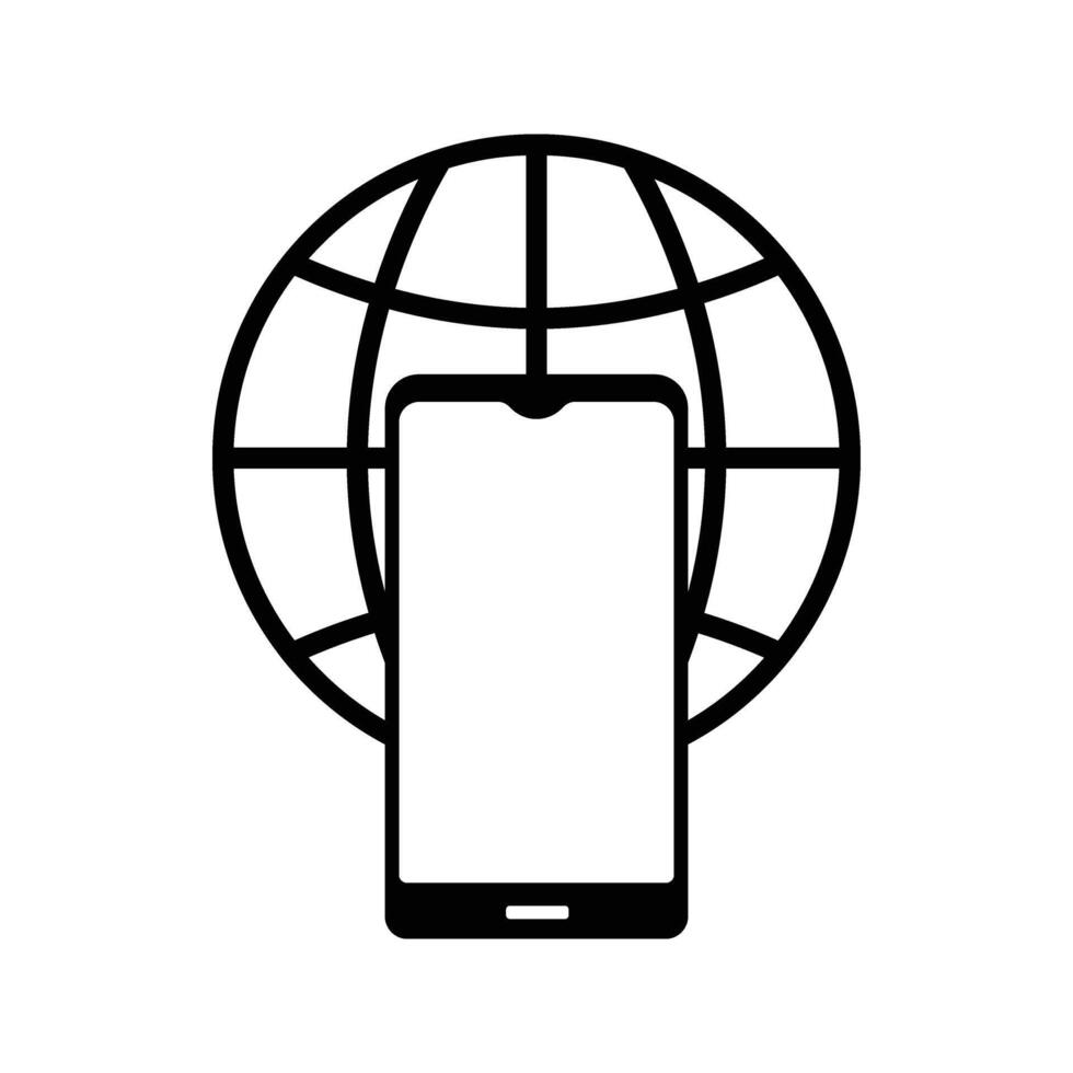 smartphone with globe vector