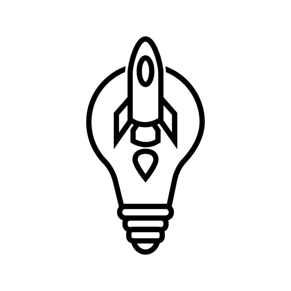lightbulb with rocket icon vector