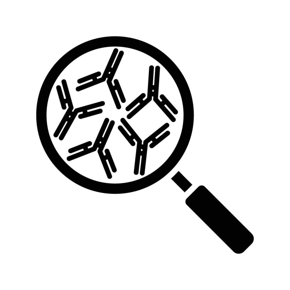 magnifying glass with antibody vector