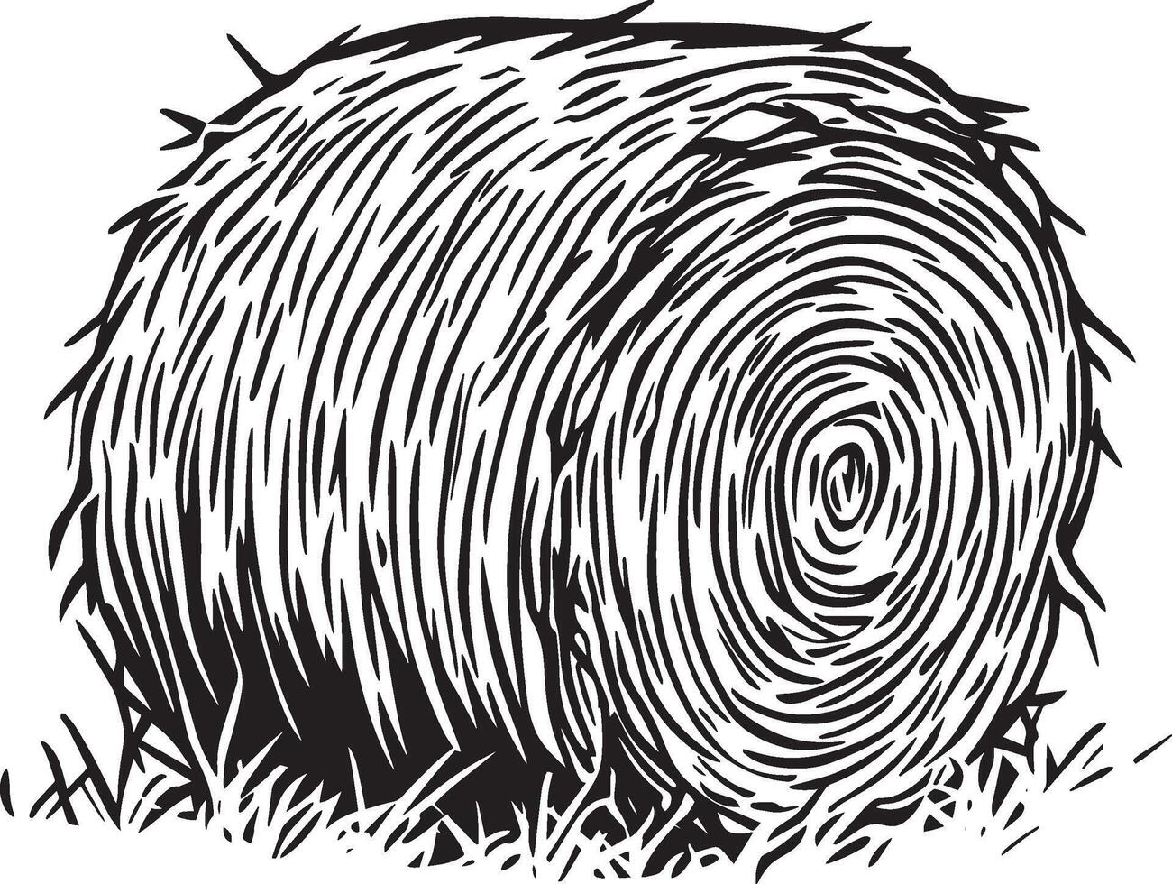 hay bale clean simple linear outline black vector