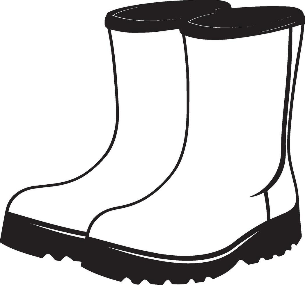 yellow rubber boots clean simple silhouette black vector