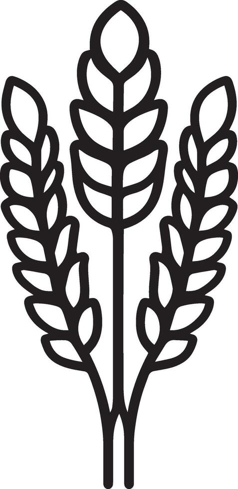 Wheat ear clean simple linear outline black vector
