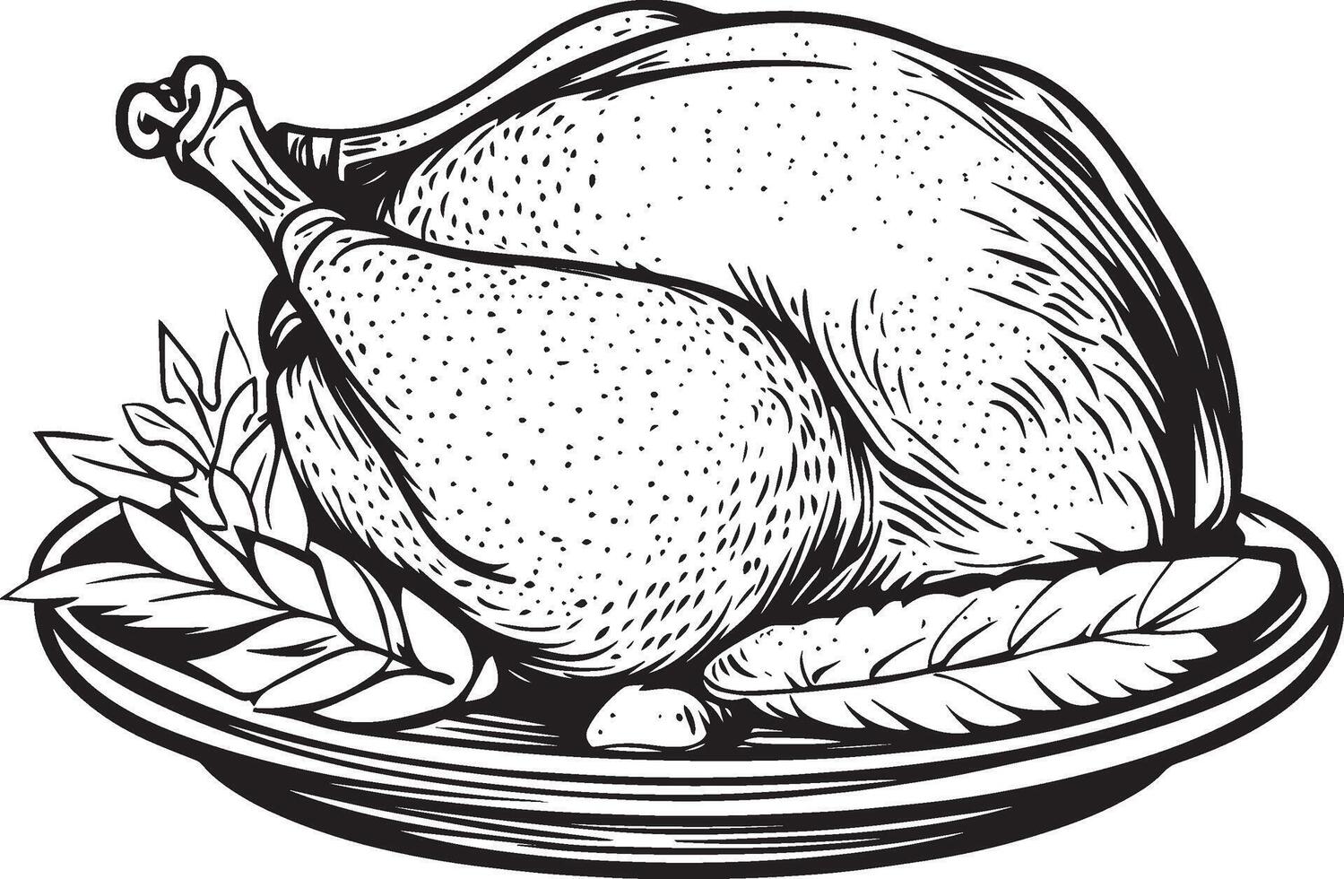 Roasted turkey for thanksgiving clean simple linear outline black vector