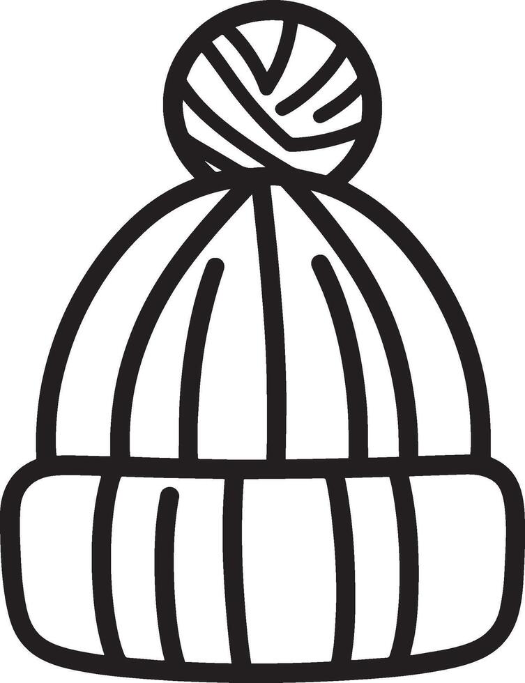 Knitted hat clean simple icon outline black vector