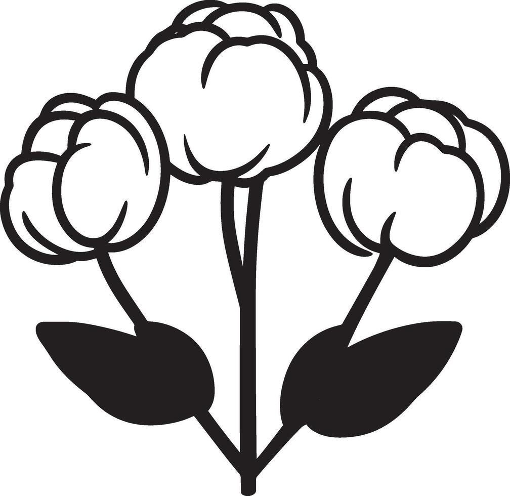 Cotton boll clean simple icon outline black vector