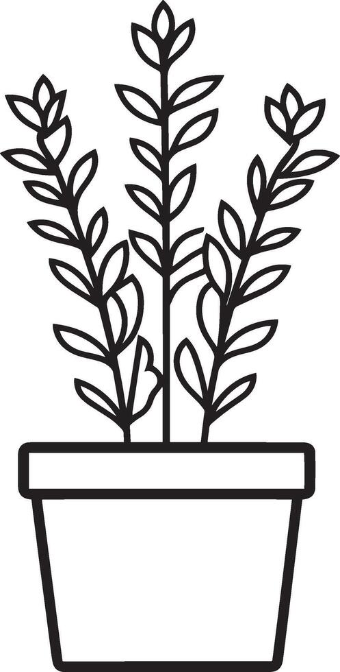 Heather flower in pot clean simple icon outline black vector