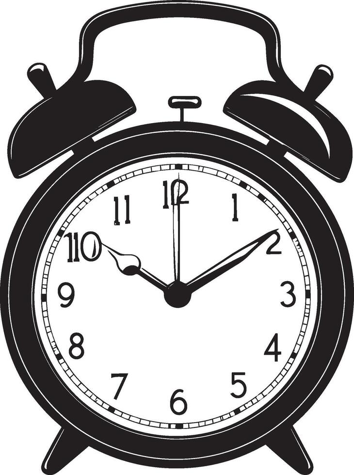 Alarm clock clean simple icon silhouette black vector