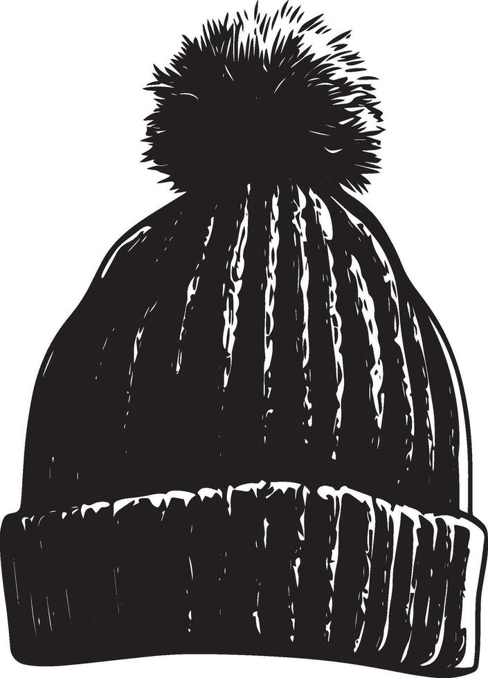 Knitted hat clean simple silhouette black vector