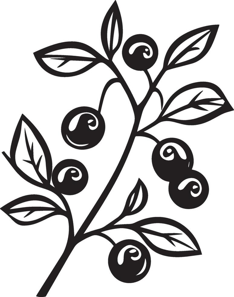 Branch with cranberries clean simple icon outline black vector