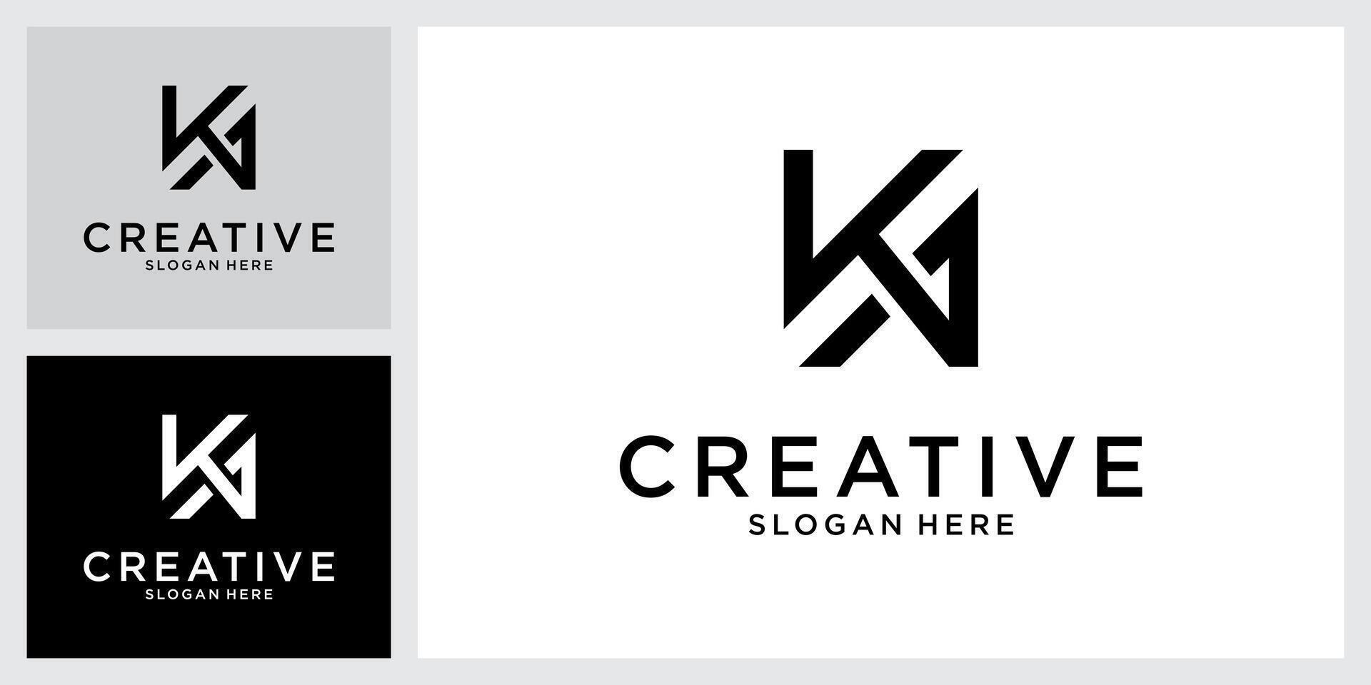 KA or AK initial letter logo design vector