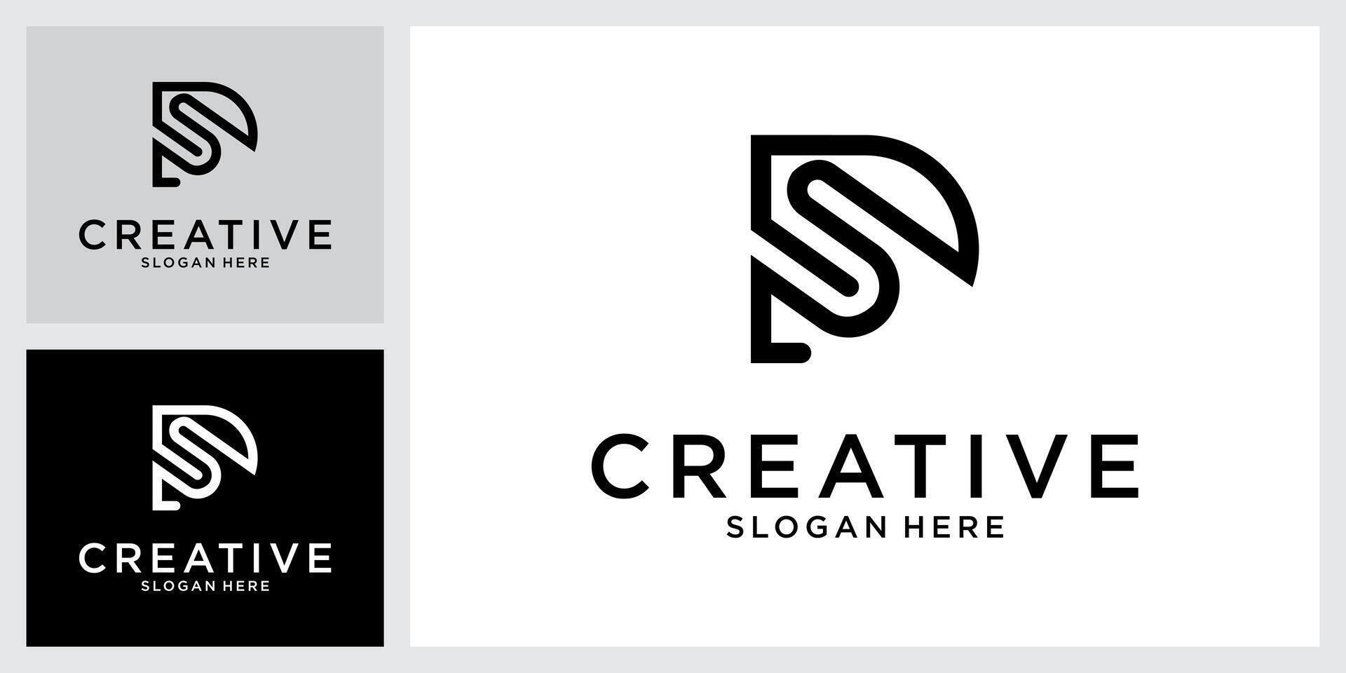SD or DS initial letter logo design vector