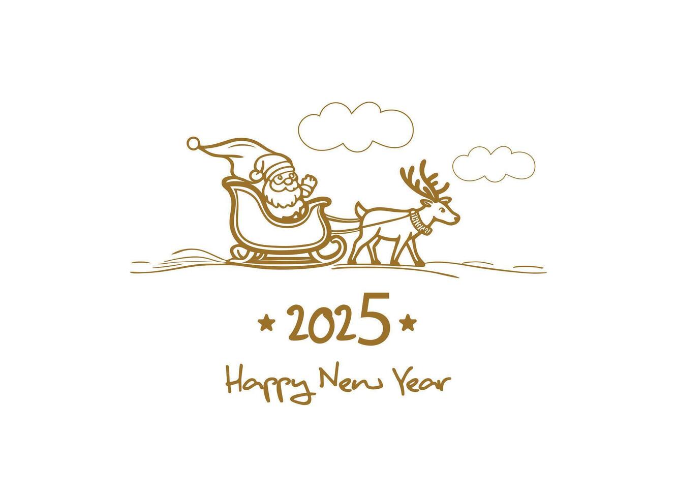 Santa Claus In A Sledge Cart With Reindeer Cartoon Illustration Logo Santa Claus In A Sledge Cart With Reindeer Cartoon Illustration Logo Design New Year 2025 Greetings Sticker Design Vector