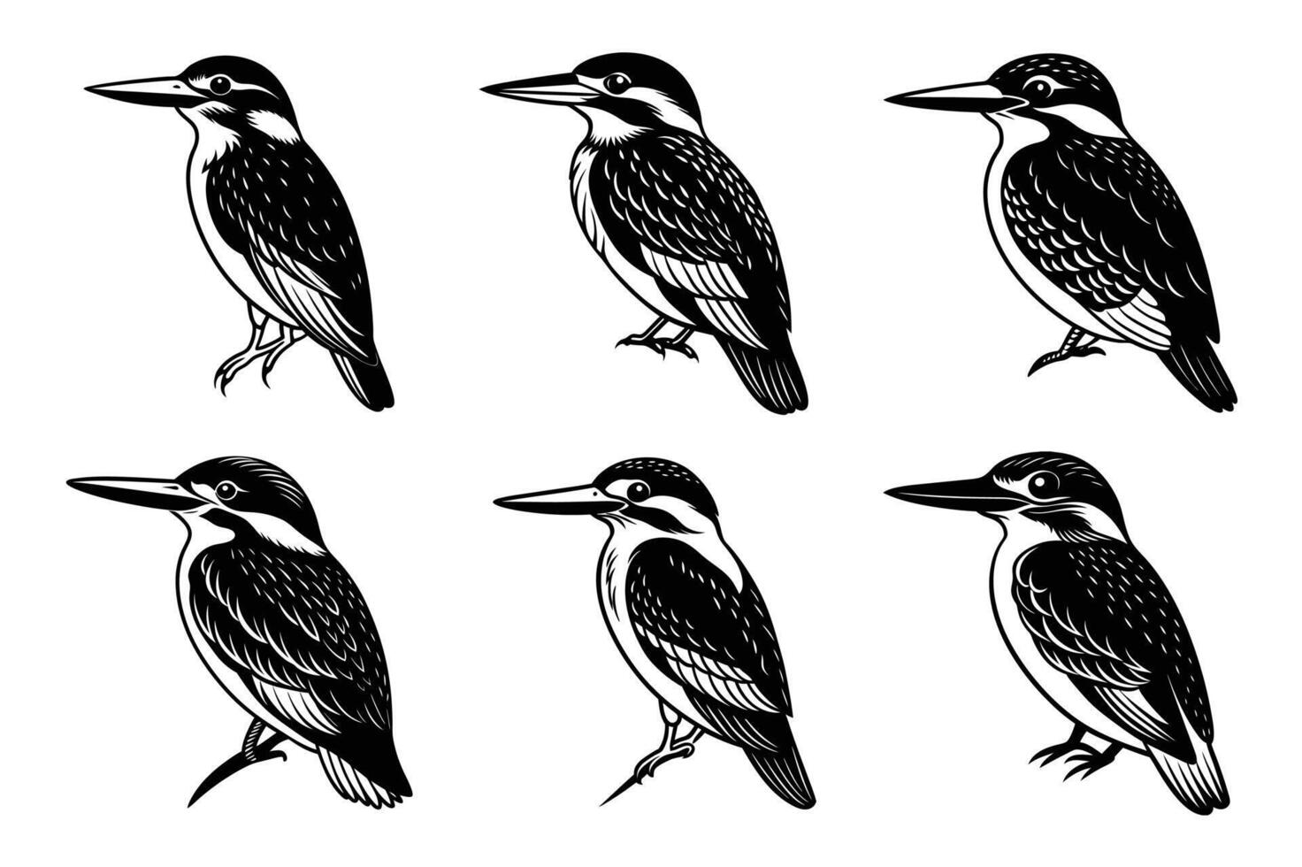 Kingfisher black silhouette vector