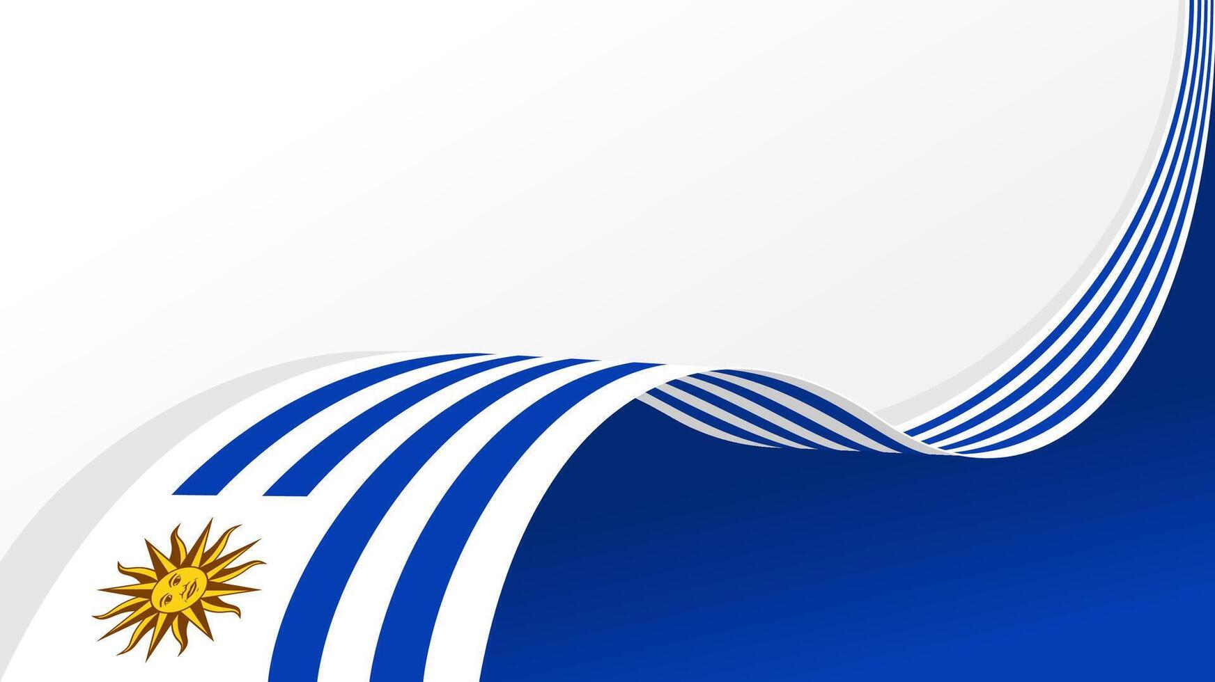 Curved ribbon with flag of Uruguay on white background with copyspace vector