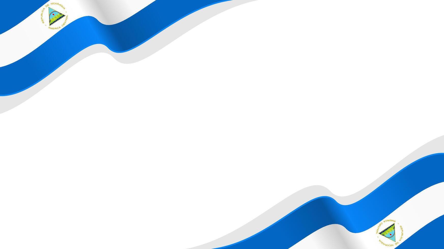 wavy nicaragua flag frame background with copy space for text. nicaragua national day vector