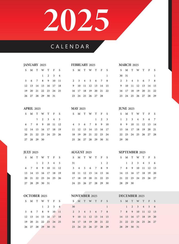 2025 calendar, calendar design, calendar set for 2025 year vector