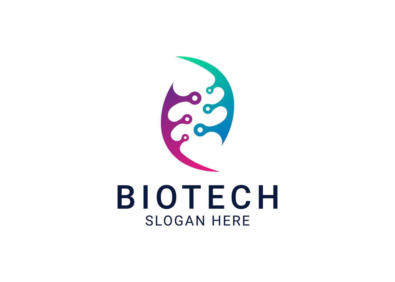 Biotech logo icon template design with dna helix and technology concept. vector