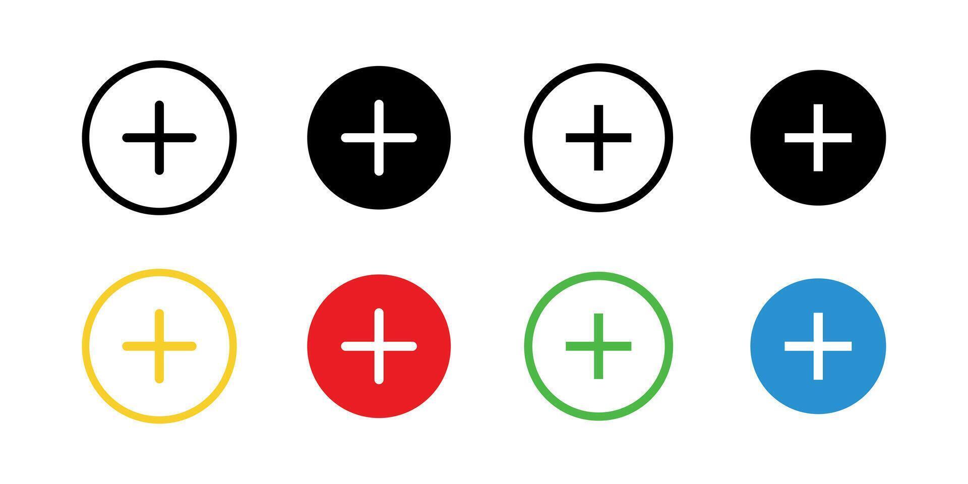 Set of Plus icons. illustration in flat style vector
