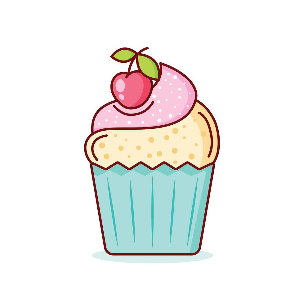 Sweet dessert icon in flat style. Cupcake illustration on isolated background. Muffin sign business concept. vector