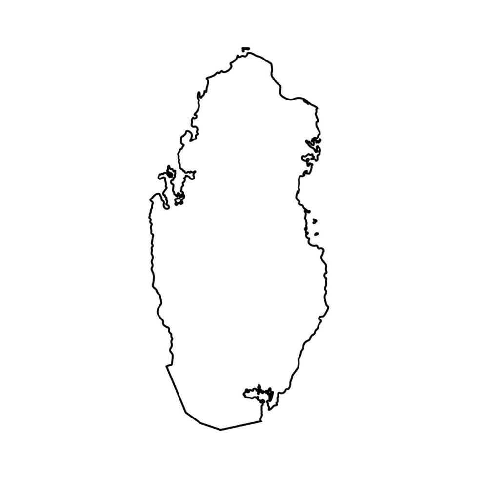 isolated simplified illustration icon with black line silhouette of Qatar map. White background vector