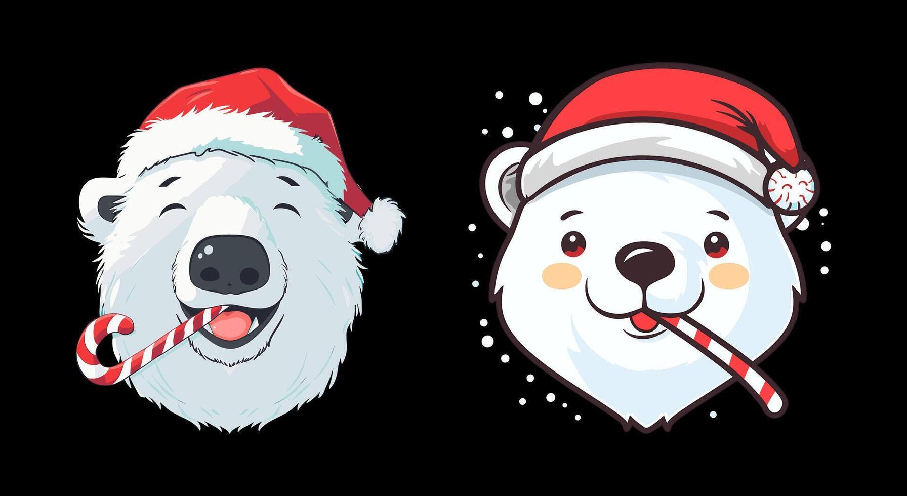 polar bear face with a red Santa hat vector
