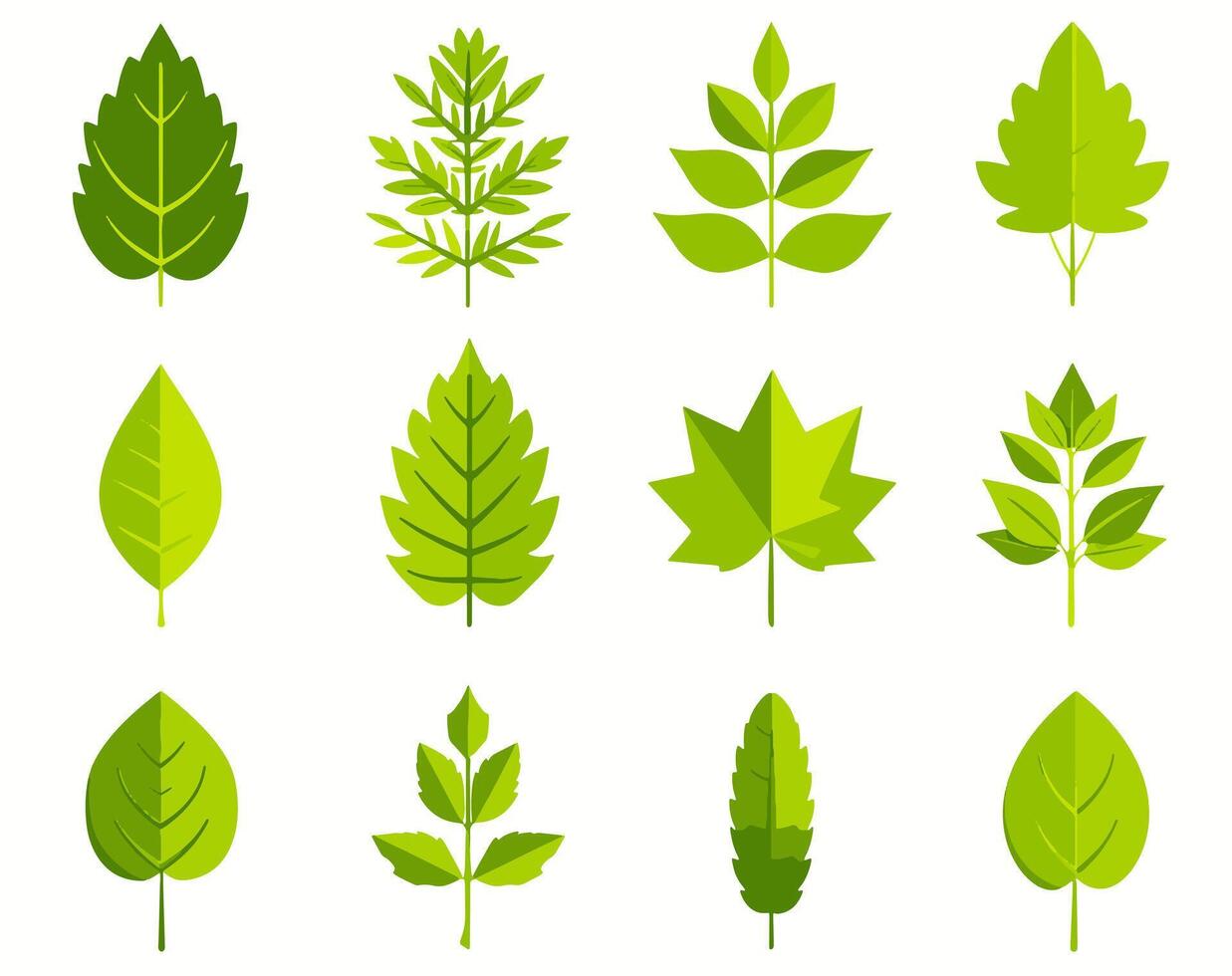 Set of green leaf icons vector