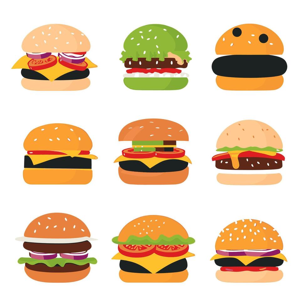 set of icons Burger vector