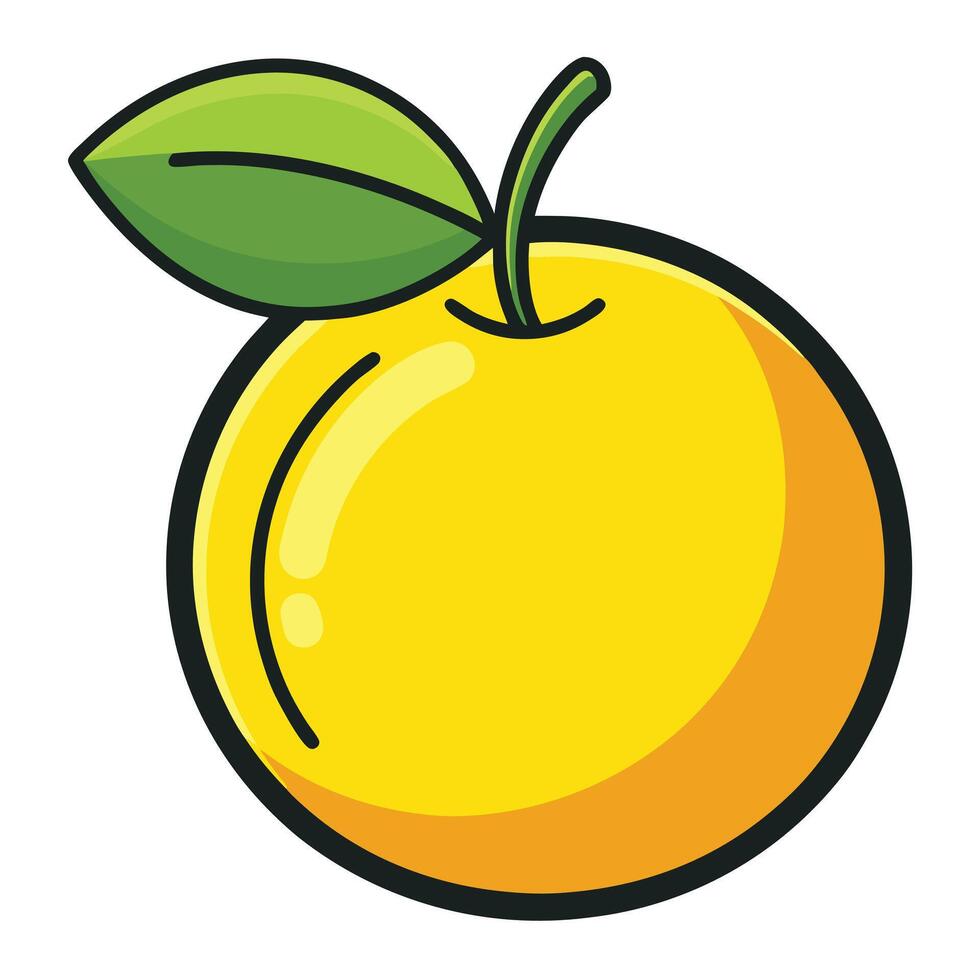 An orange with a leaf on it vector