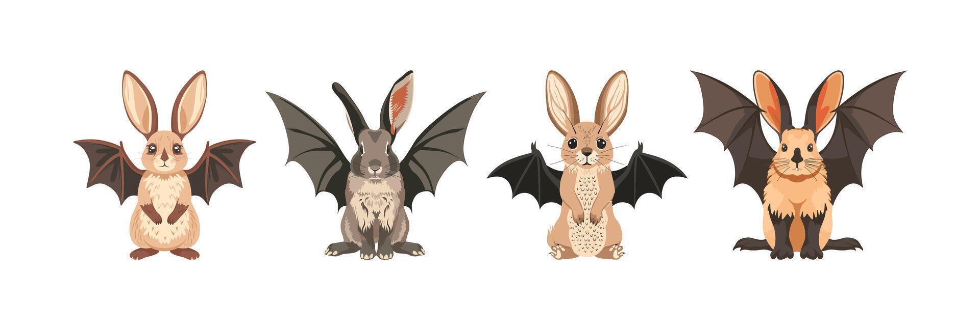 Rabbit wearing bat wings vector