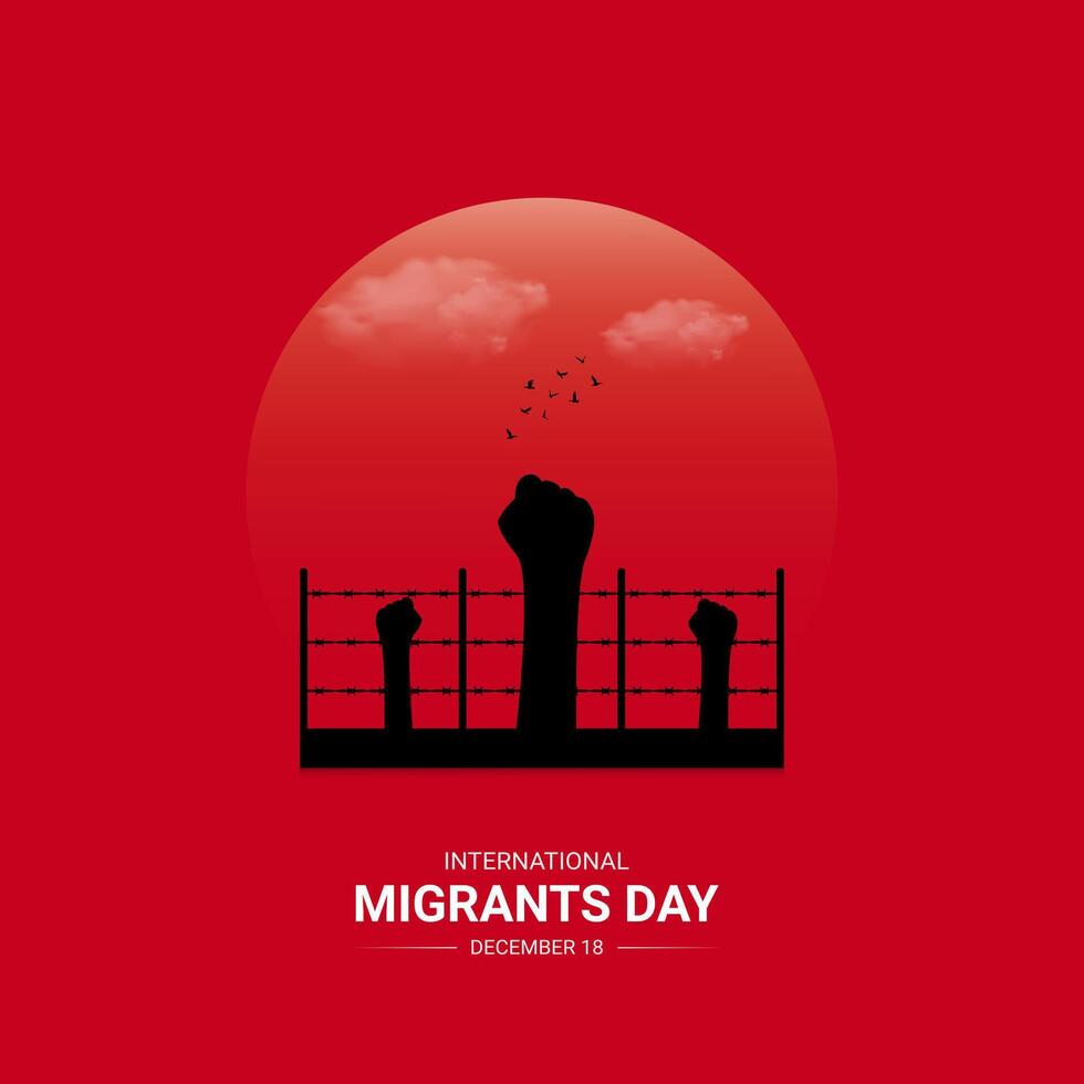 illustration on the theme of International Migrants day observed each year during December.banner, Holiday, poster, card and background design. vector