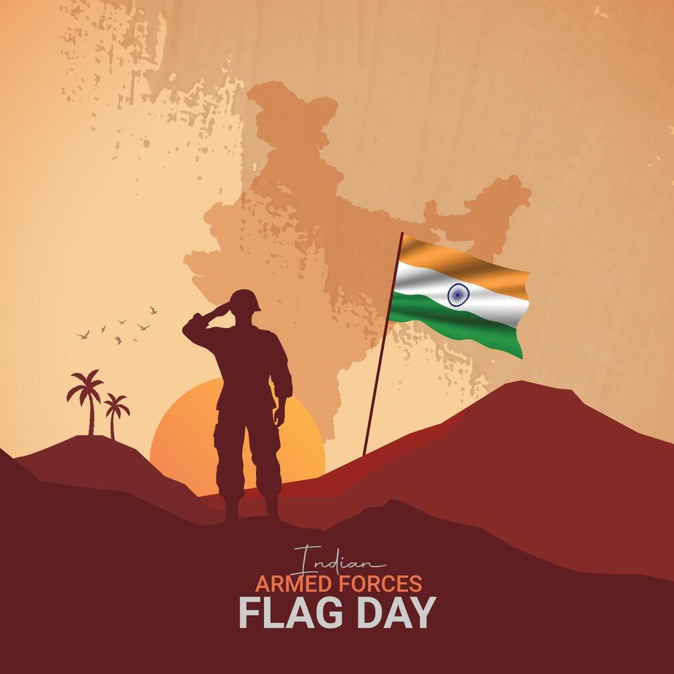 Indian Armed Forces Flag Day Creative ads. Armed Forces Flag creative design. 3D Illustration vector