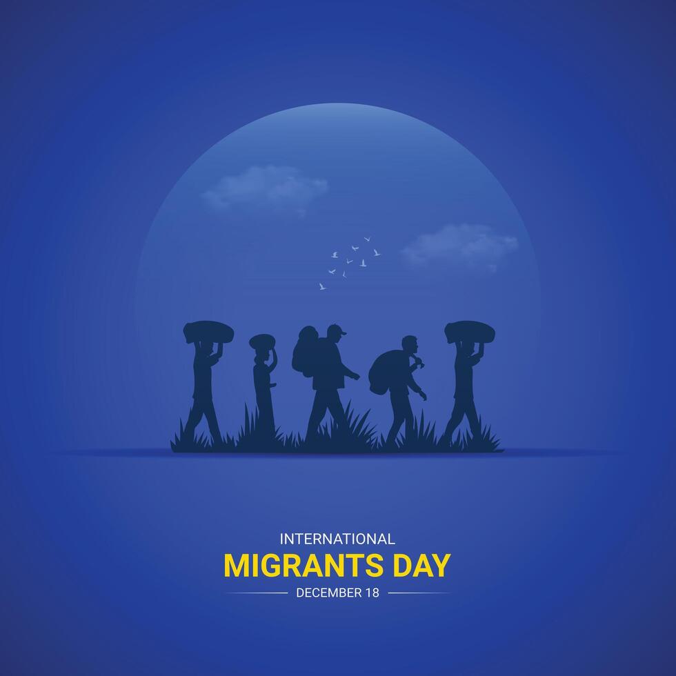 International migrants day background celebrated on december 18. vector