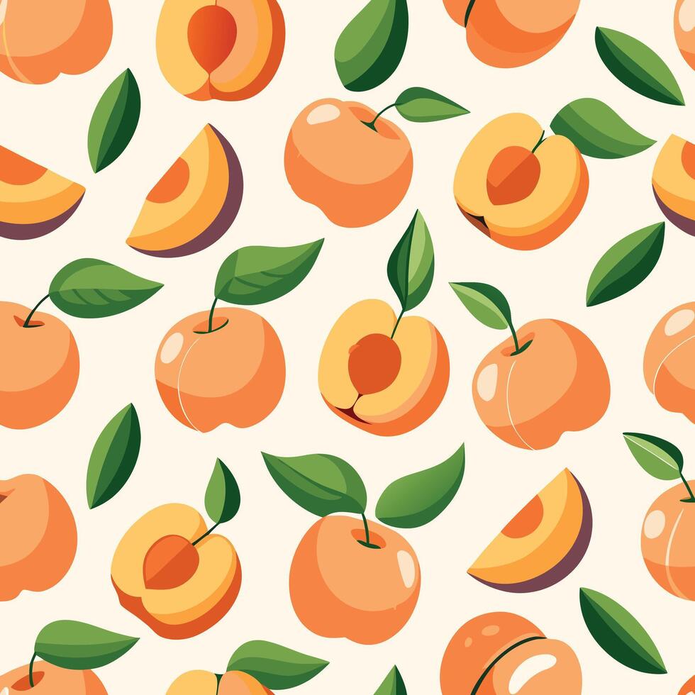 A pattern with peaches and leaves vector